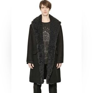 Dolce & Gabbana Black Grey Shearling Coat. IT 48 US 48/Medium.
